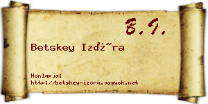 Betskey Izóra névjegykártya
